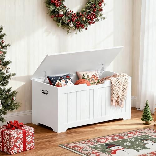Wooden Storage Chest Box with Flip-top Lid & Safety Hinge, 39.4 Inch Living - Image 6