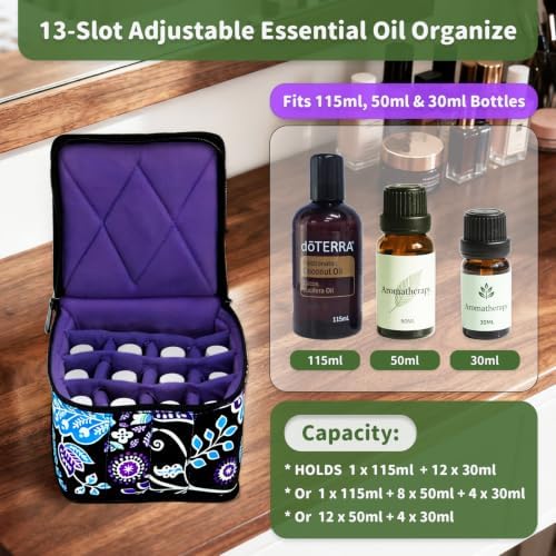Weljoy 13 Bottle Essential Oil Carrying Case, Night Paisley - Image 3