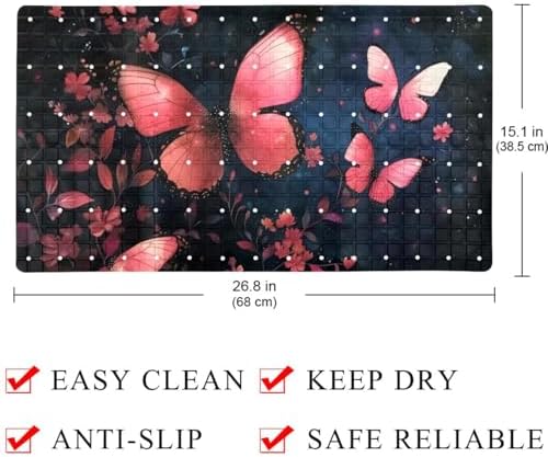 Shower Mat Non Slip, Glowing Butterflies Anti Slip Bath Mat - Image 4