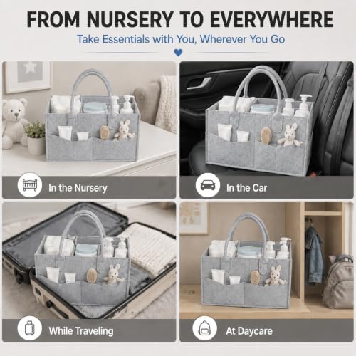 PandaEar Baby Diaper Caddy Organizer, Portable Diaper Holder Organizer Nursery - Image 5