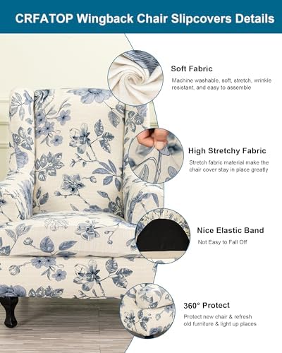 CRFATOP Wingback Chair Covers Stretch Armchair Slipcovers - Image 2