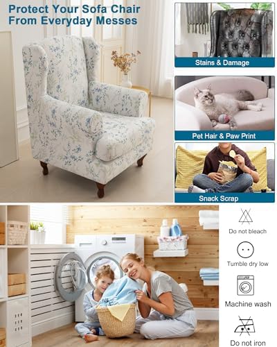 CRFATOP Wingback Chair Covers Wing Armchair Slipcovers - Image 5
