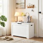 Storage Chest with Flip-top Lid, Large Wood Trunk Bench with Safety Hinge - Image 6
