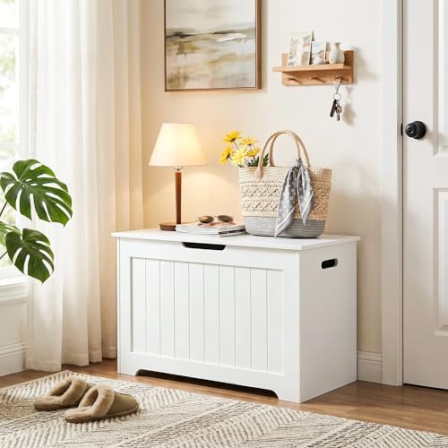 Storage Chest with Flip-top Lid, Large Wood Trunk Bench with Safety Hinge - Image 6
