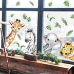22.44 x 21.25 Inch Watercolor Jungle Animal Window Clings Tiger Lion Elephant - Image 5