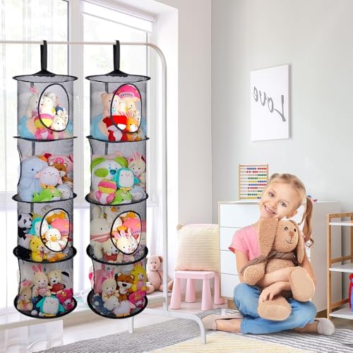 Basumee Hanging Stuffed Animals Storage, 2 Pack Mesh Plush Storage - Image 2