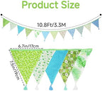 G2PLUS 10.8Ft Cotton Triangle Bunting Banner – 12pcs Blue and Green Floral - Image 2