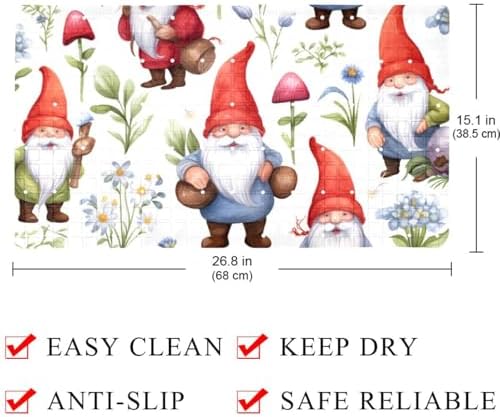 Shower Mat Non Slip 26.8 x 15.1 Inches, Gnomes and Flower Bathtub Mat Shower - Image 4