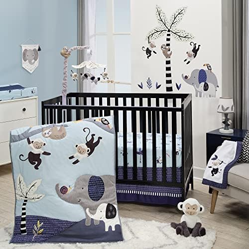 Lambs & Ivy Jungle Party 3-Piece Elephant/Monkey Baby Crib Bedding Set by LambsIvy