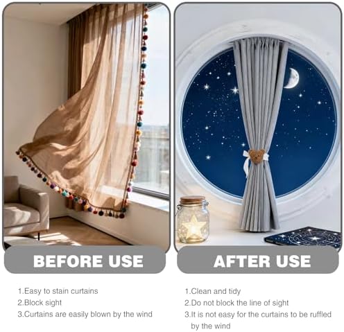 2 Pack Cartoon Bears Curtain Tiebacks, Cute Cartoon Animal Curtain Holdbacks - Image 5