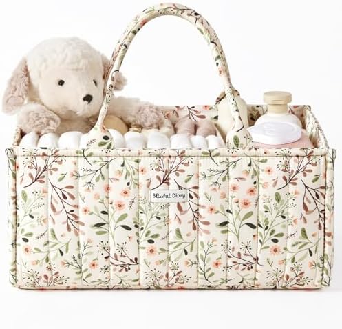 Blissful Diary Floral Diaper Caddy Organizer Storage Basket, Pastoral Daisy by BlissfulDiary