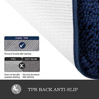 Yeaban Chenille Navy Blue Bathroom Rug 36"x60", Non-Slip Rubber Backing - Image 3