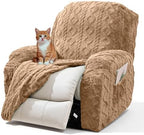vctops 4 Pieces Recliner Chair Covers, Geometric Jacquard Plush Recliner by vctops