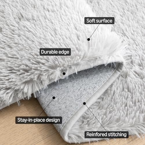 Amazon Basics Fluffy Washable Round Area Rug, Circle Shaggy Carpet - Image 3