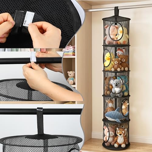 Hanging Stuffed Animal Storage Hammock Net 5 Tiers - Image 4