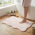 GRANNY SAYS Floral Pink Bathroom Rug, Cute Scalloped Bath Mat by GRANNYSAYS
