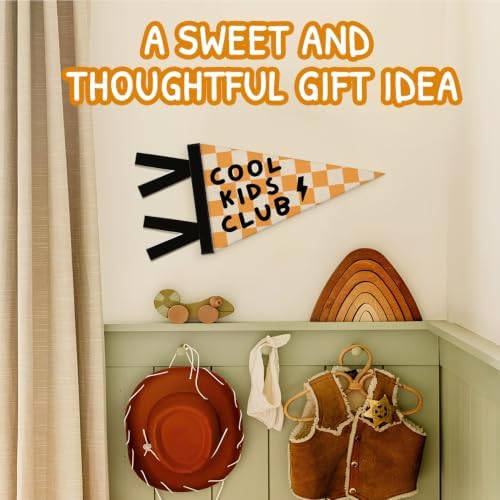 Playroom Banner Cool Kids Club Felt Banner, Checkered Wall Hanging Decor - Image 2