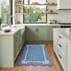 GarveeHome Scalloped Entryway Rug 2x3 Washable Bow Rug, Dark Blue - Image 3