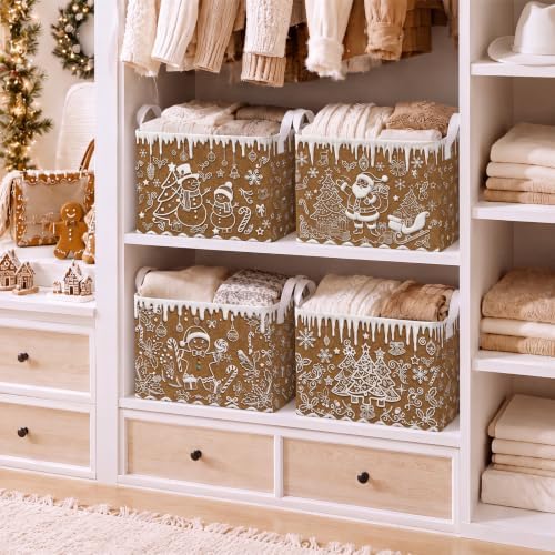 4 Pack Christmas Storage Bin Collapsible Large Christmas Gingerbread Storage - Image 6