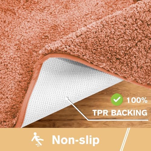 Polyester Bathroom Rug 40"x60" Rust, Large Soft Shaggy Bath Mat - Image 5