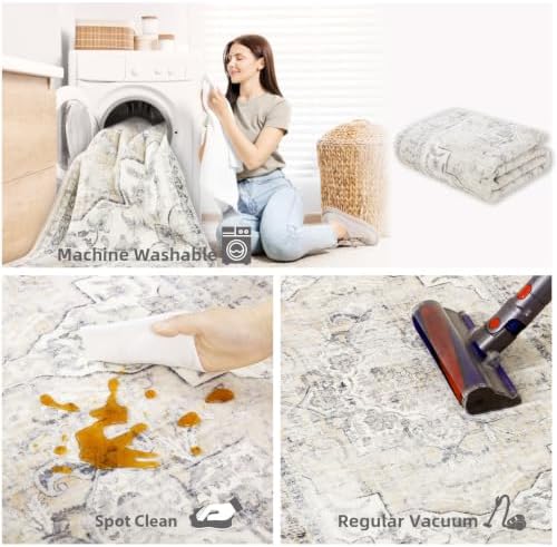 8x10 Area Rugs for Living Room: Washable Bedroom Rug Non Slip Boho Carpet - Image 6