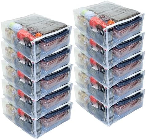 10-Pack X-Large Heavy Duty Vinyl Zippered Storage Bags by OrehHomewares
