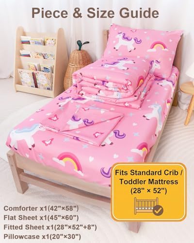 TinyPalsa 4-Piece Toddler Bedding Set, Toddler Bed Comforter Set - Image 3
