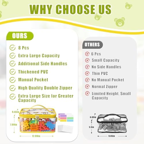 8 Pack Large Clear Toy Storage Bags - Image 2