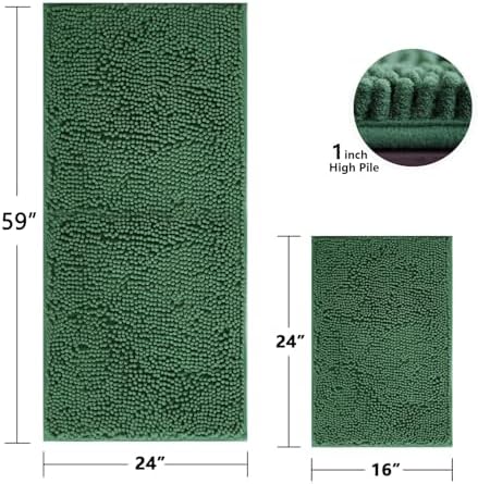 BOANKODU Bathroom RugsSets 2 Piece，59X24+16X24Inch，Absorbent Non-Slip Very Soft - Image 2