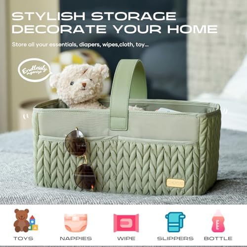 Luxurious Baby Diaper Caddy, Nursery Storage Basket - Image 5