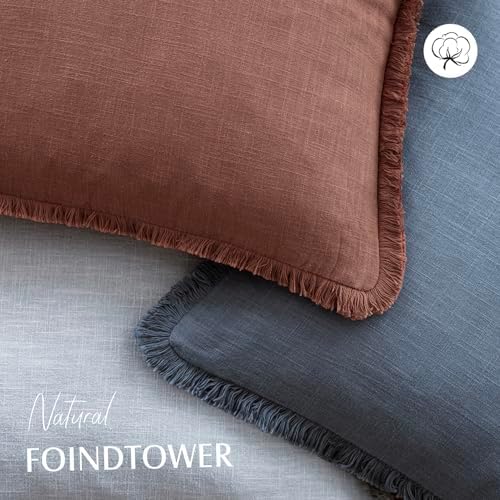 Foindtower Decorative Linen Fringe Lumbar Throw Pillow Covers Cozy Boho - Image 4