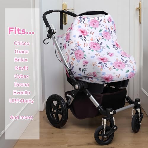 Rquite 4-in-1 Baby Car Seat Canopy, Stretchy Nursing Breastfeeding Cover - Image 3