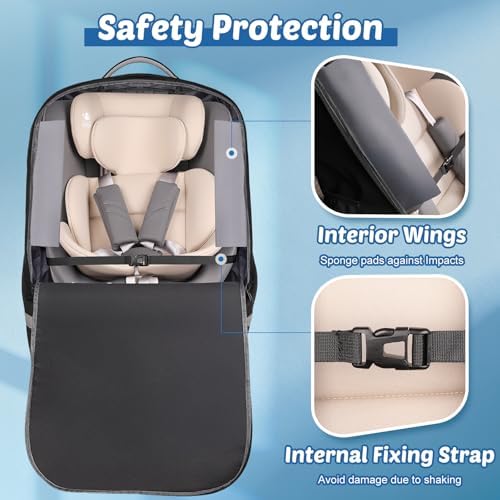 Padded Car Seat Travel Bag for Airplane, Carseat Bags for Air Travel Black - Image 5