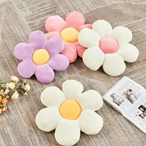 Kcvvcr Purple Flower Pillow, 14.9" Cute Flower Shaped Floor Pillow, Aesthetic - Image 3