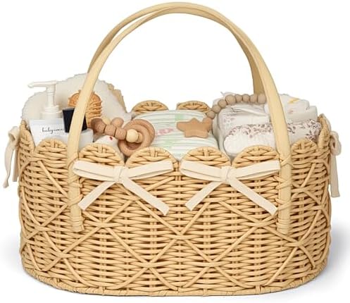 Baby Diaper Caddy Organizer, Handwoven Nursery Basket by Klippehop
