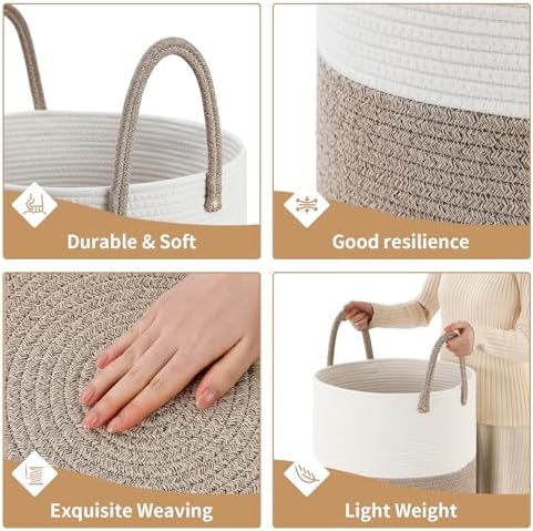 Laundry Basket Hamper Tall Rope Storage Woven - Image 5