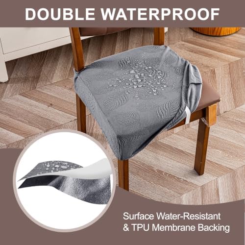 Genina Waterproof Chair Covers Set of 6, Stretch Chair Cover, Dark Gray - Image 4