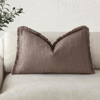 Foindtower Decorative Linen Fringe Lumbar Throw Pillow Covers Cozy Boho by Foindtower