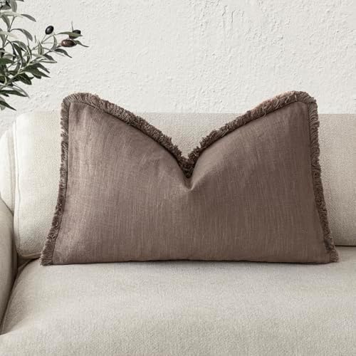 Foindtower Decorative Linen Fringe Lumbar Throw Pillow Covers Cozy Boho by Foindtower