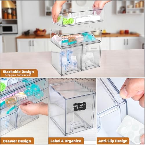 Baby Bottle Organizer, 5 Pack Stackable Storage Drawers - Image 5