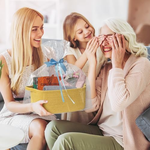 Cute Yellow Gift Basket, Woven Baskets - Image 3