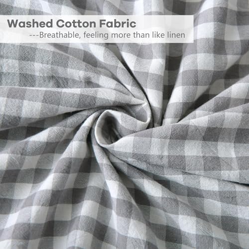 Grey White Gingham Ruffle Body Pillow Cover 20"x54" - Image 6