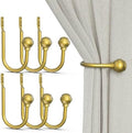 Hion Curtain Holdbacks Gold 6pcs, Curtain Tiebacks Wall Mounted Hooks by Hion