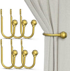 Hion Curtain Holdbacks Gold 6pcs, Curtain Tiebacks Wall Mounted Hooks by Hion