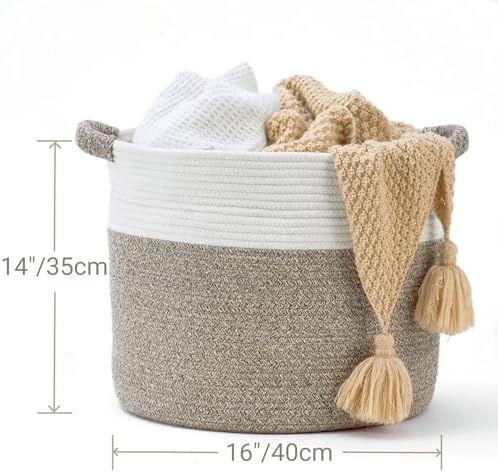 Blanket Basket for Living Room, Woven Rope Storage Basket - Image 4