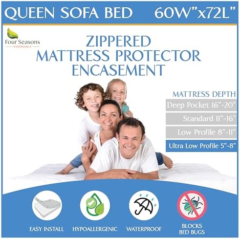 Sleeper Sofa Queen Mattress Protector 60" Wx72 Lx5 D by FourSeasonsEssentials