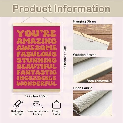 TLESKE Orange and Pink Retro Inspirational Poster Hanger Frame, Hot Pink Trendy - Image 7