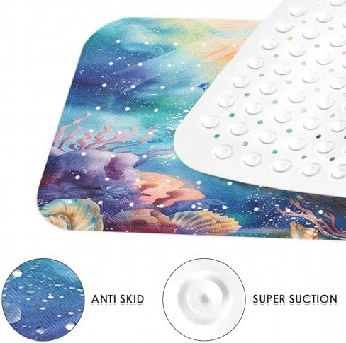 Bathtub Shower Mat 40X16 Inch, for Toddler, Sea Coral - Image 4