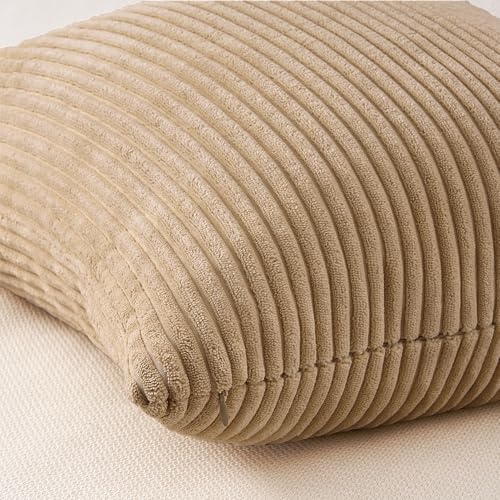 Topfinel Boho Throw Pillow Covers 18x18 Inch Set of 4 Soft Farmhouse Corduroy - Image 5