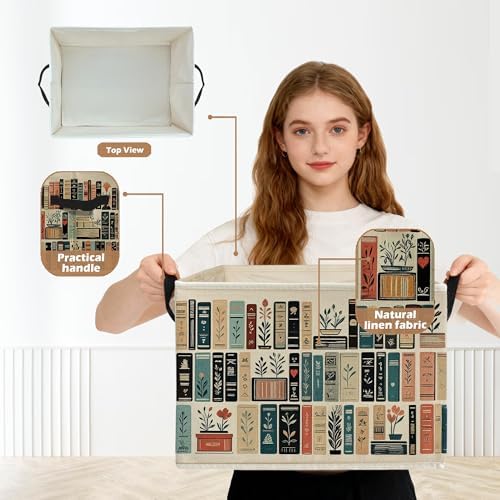 Vintage Floral Book Storage Box Bins, Reading Lover Bookish Bookworm Gifts - Image 2
